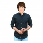 Band collar Men’s Solid Color Cotton Shirt